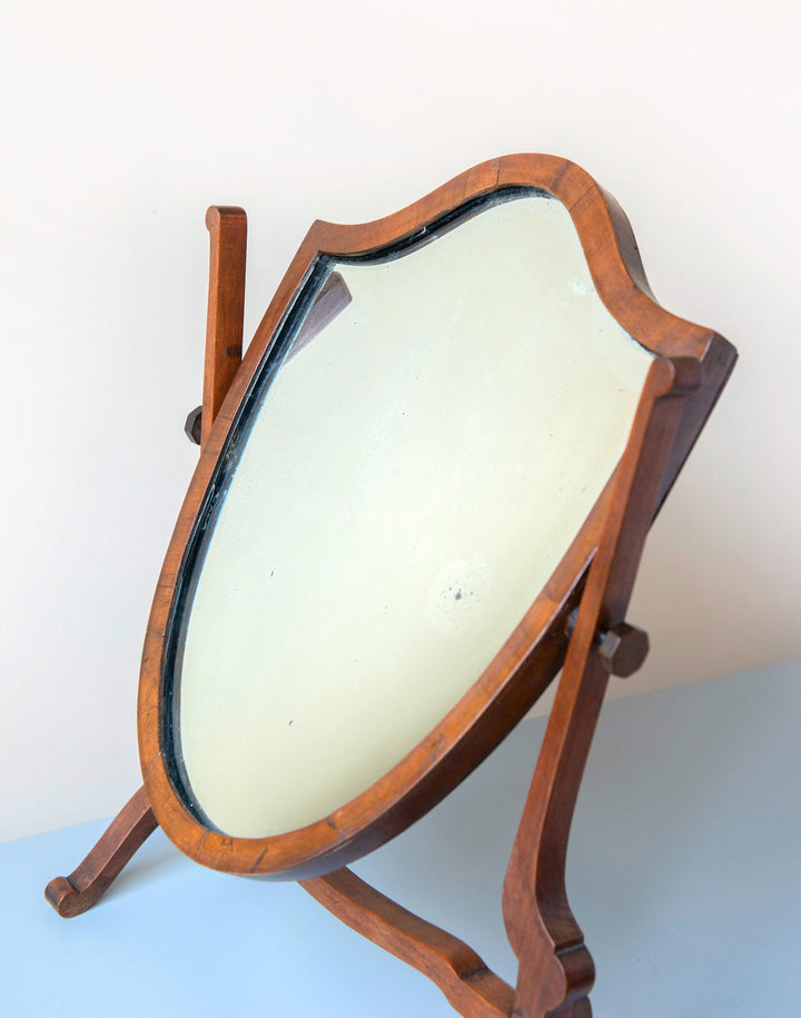 Antique Shield Mirror - English Mahogany Table Mirror