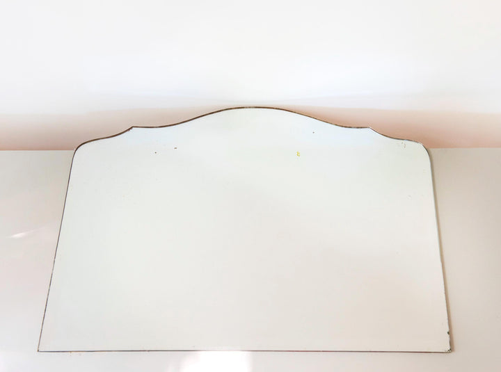 Antique Dutch Art Deco Oak Wall Mirror with Beveled Glass