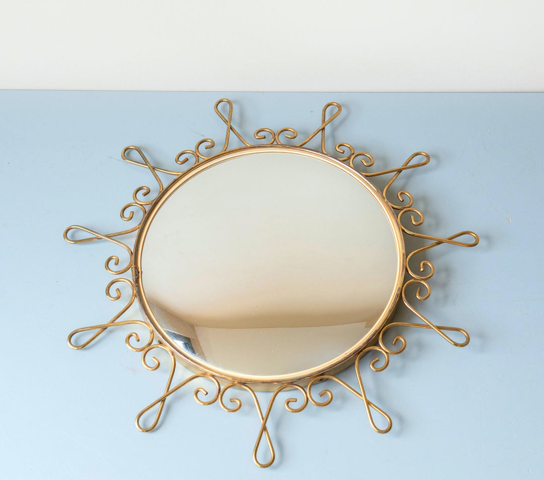 Vintage Belgian Convex Sunburst Mirror - Deknudt