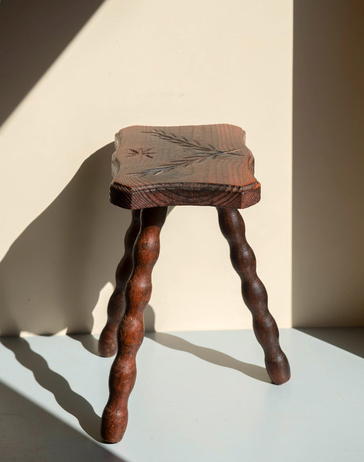 Antique Rustic French Bobbin Stool