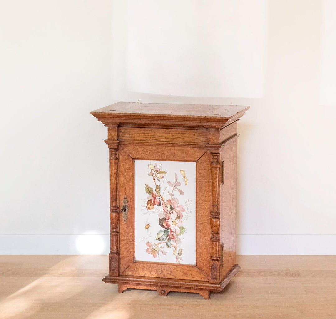 Antique German Neo-Gothic Oak Wall Cabinet