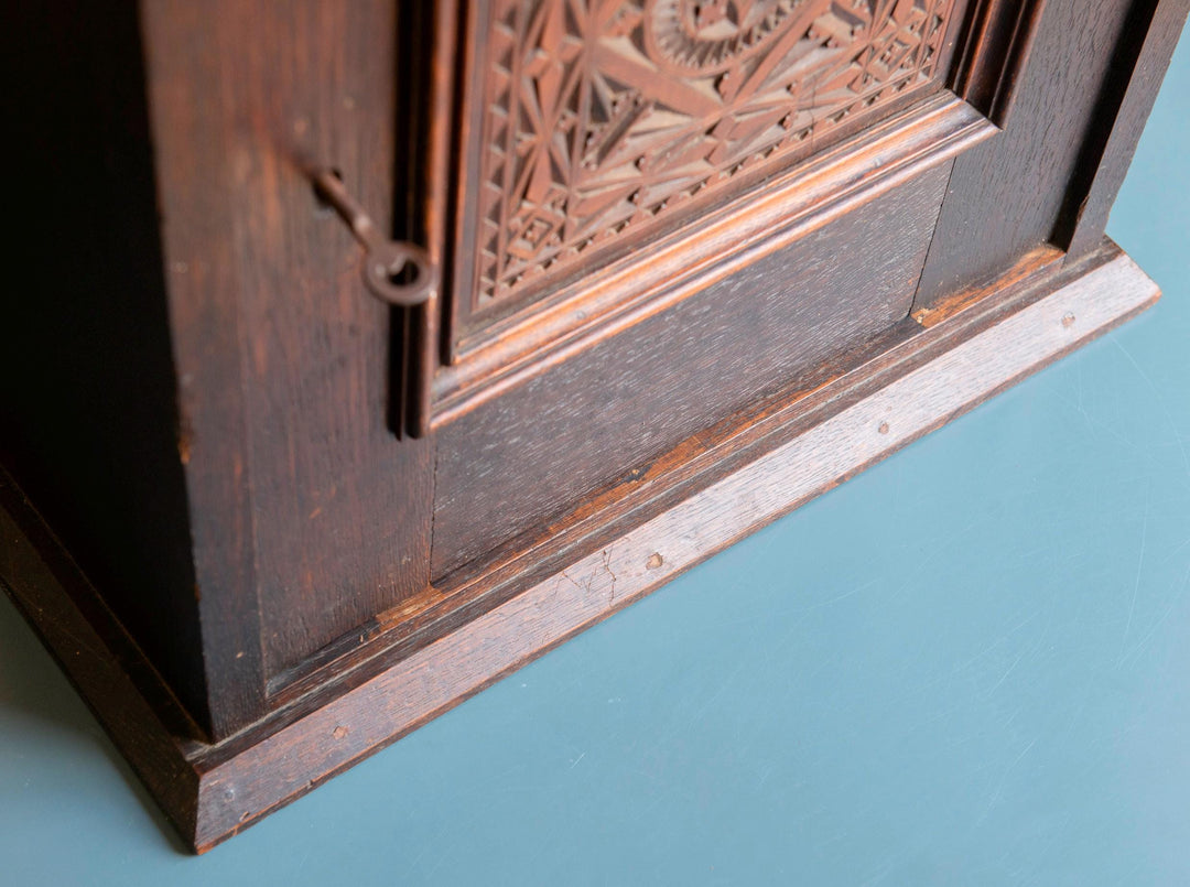 Antique Dutch Carved Wooden Wall Cabinet - Folk Art