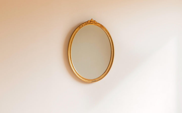 Vintage Deknudt Oval Mirror - Gilt Wood Floral Crest