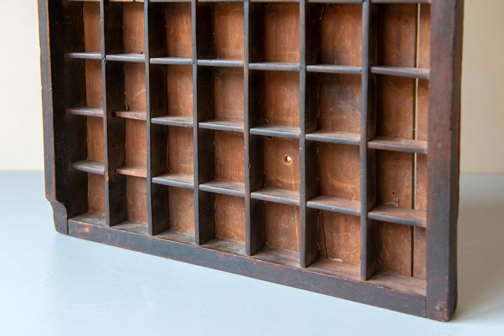 Antique Printer's Tray - Wooden Letterpress Type Case
