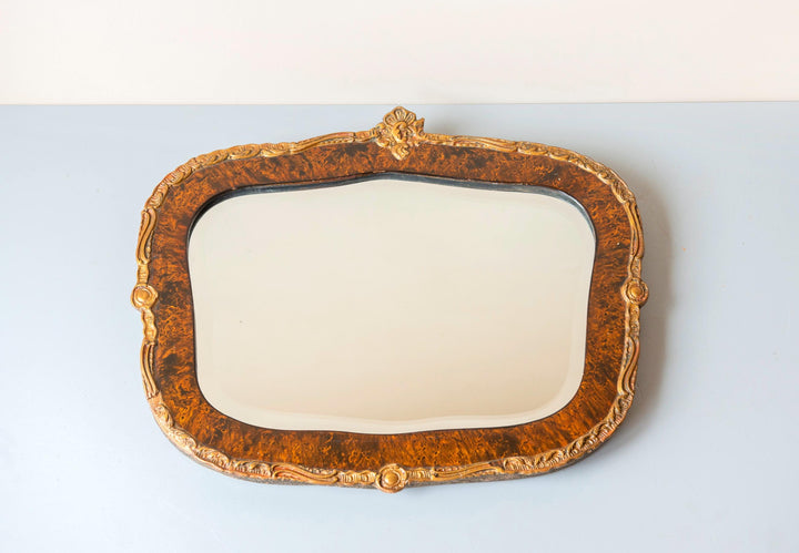 Vintage Faux Tortoiseshell Wall Mirror - French Louis XV Style