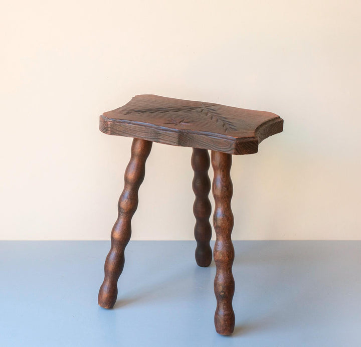Antique Rustic French Bobbin Stool
