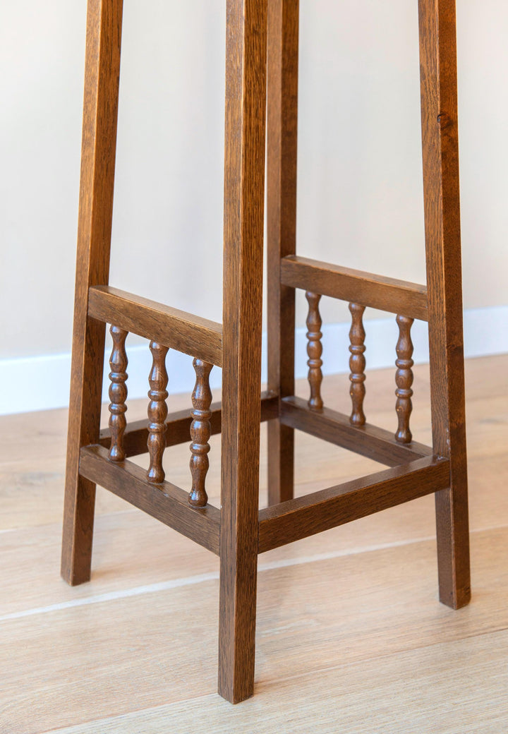 Vintage Dutch Oak Plant Stand with Spindle Details