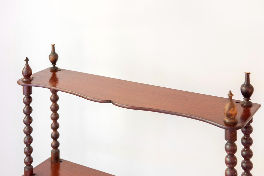 Antique Bobbin Wall Shelf - English Mahogany Etagere