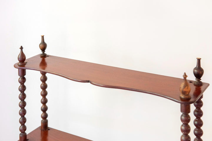 Antique Bobbin Wall Shelf - English Mahogany Etagere