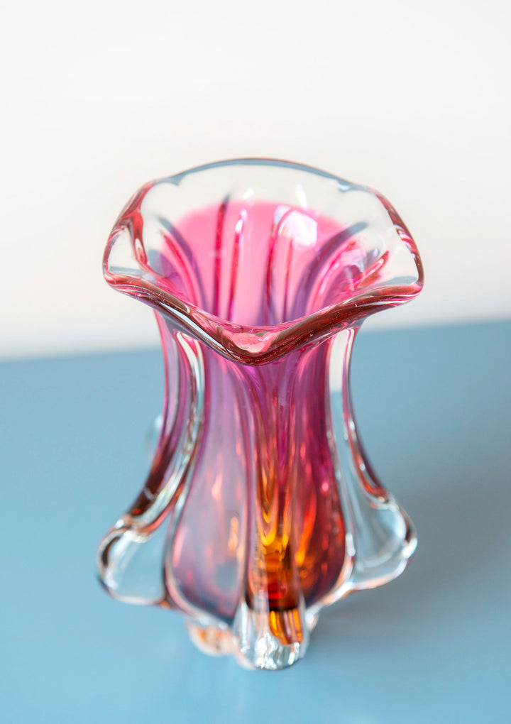 Vintage Josef Hospodka Pink Art Glass Vase