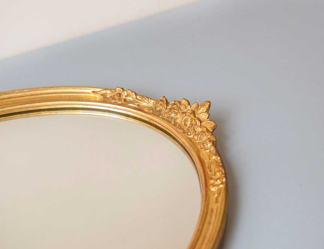 Vintage Deknudt Oval Mirror - Gilt Wood Floral Crest