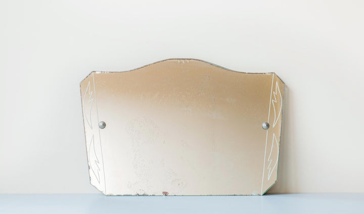 Antique Art Deco Frameless Beveled Wall Mirror