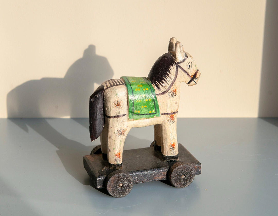 Pair of Vintage Indian Wooden Folk Art Horses
