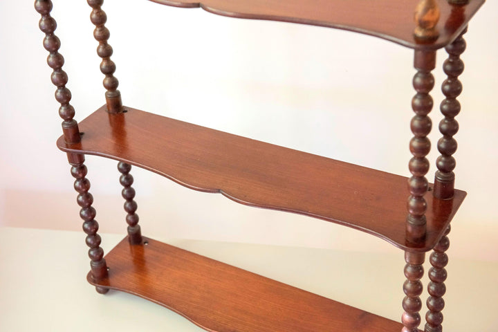 Antique Bobbin Wall Shelf - English Mahogany Etagere