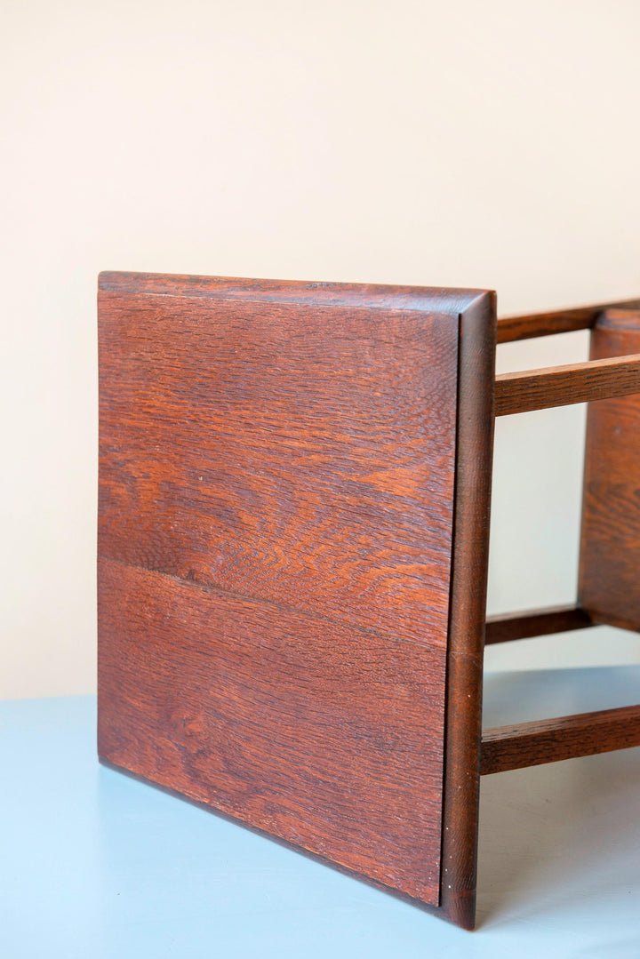 Art Deco Side Table - Solid Oak Two Tier Plant Stand