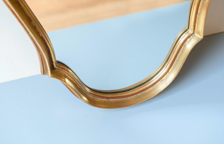 Vintage Belgian Deknudt Scalloped Gold Wall Mirror