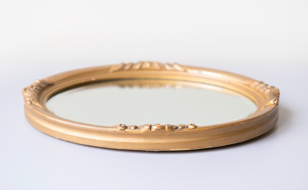 Vintage Belgian Oval Gold Wall Mirror – 1960s