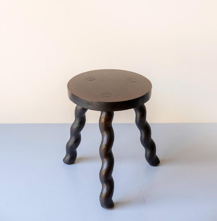Antique Barley Twist Milking Stool - Handcrafted Oak Plant Stand