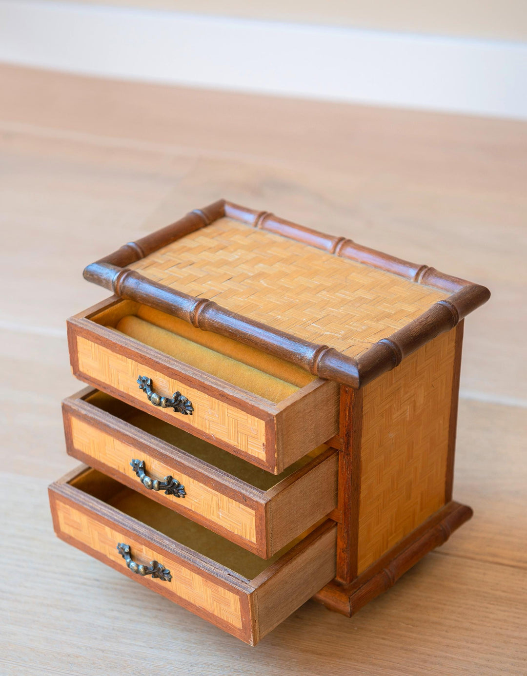 Vintage French Faux Bamboo Jewelry Chest