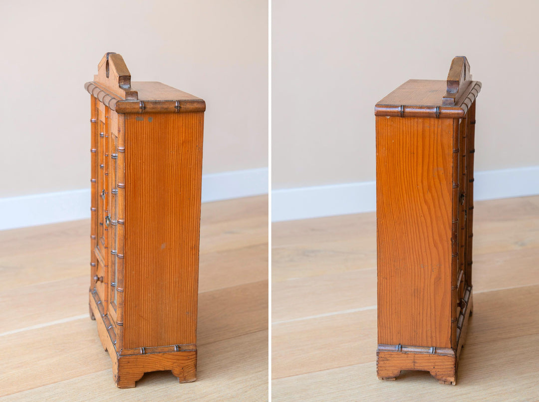 Antique French Faux Bamboo Wall Cabinet - 1920s