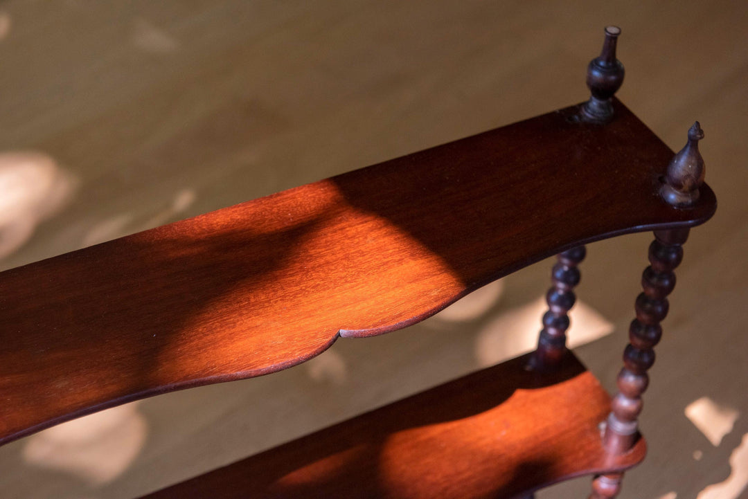 Antique Bobbin Wall Shelf - English Mahogany Etagere
