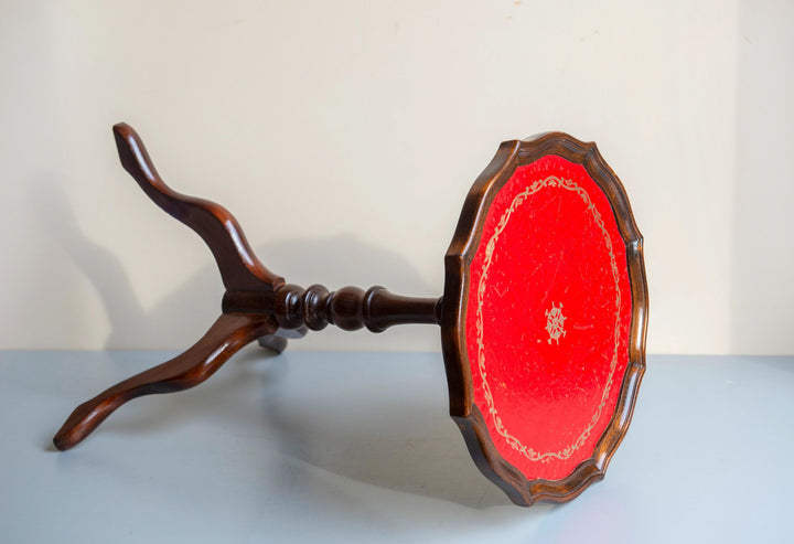 Antique Leather Top Wine Table