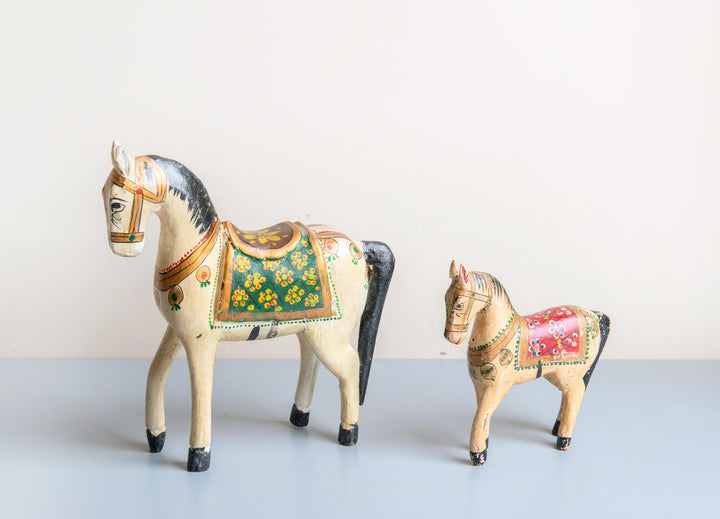 Small Antique Indian Rajasthani Wooden Wedding Horse