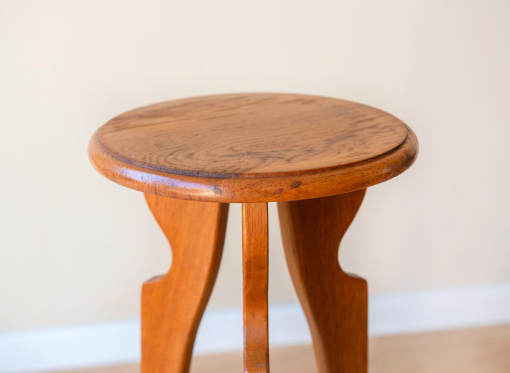 Vintage Art Deco Plant Stand - Round Wooden Etagere