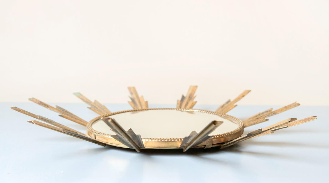 Vintage Sunburst Convex Wall Mirror – 1950s