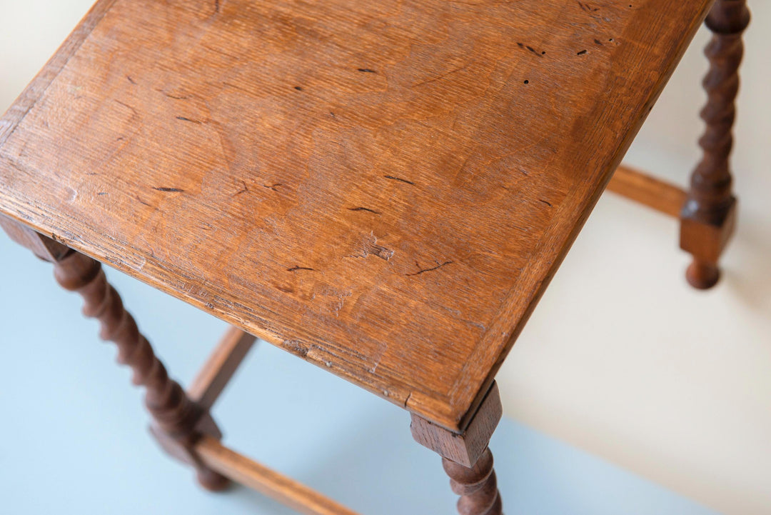 Antique Oak Barley Twist Side Table