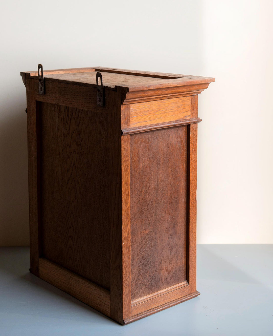 Antique Oak Wall Cabinet With Beveled Mirror – 19th Century