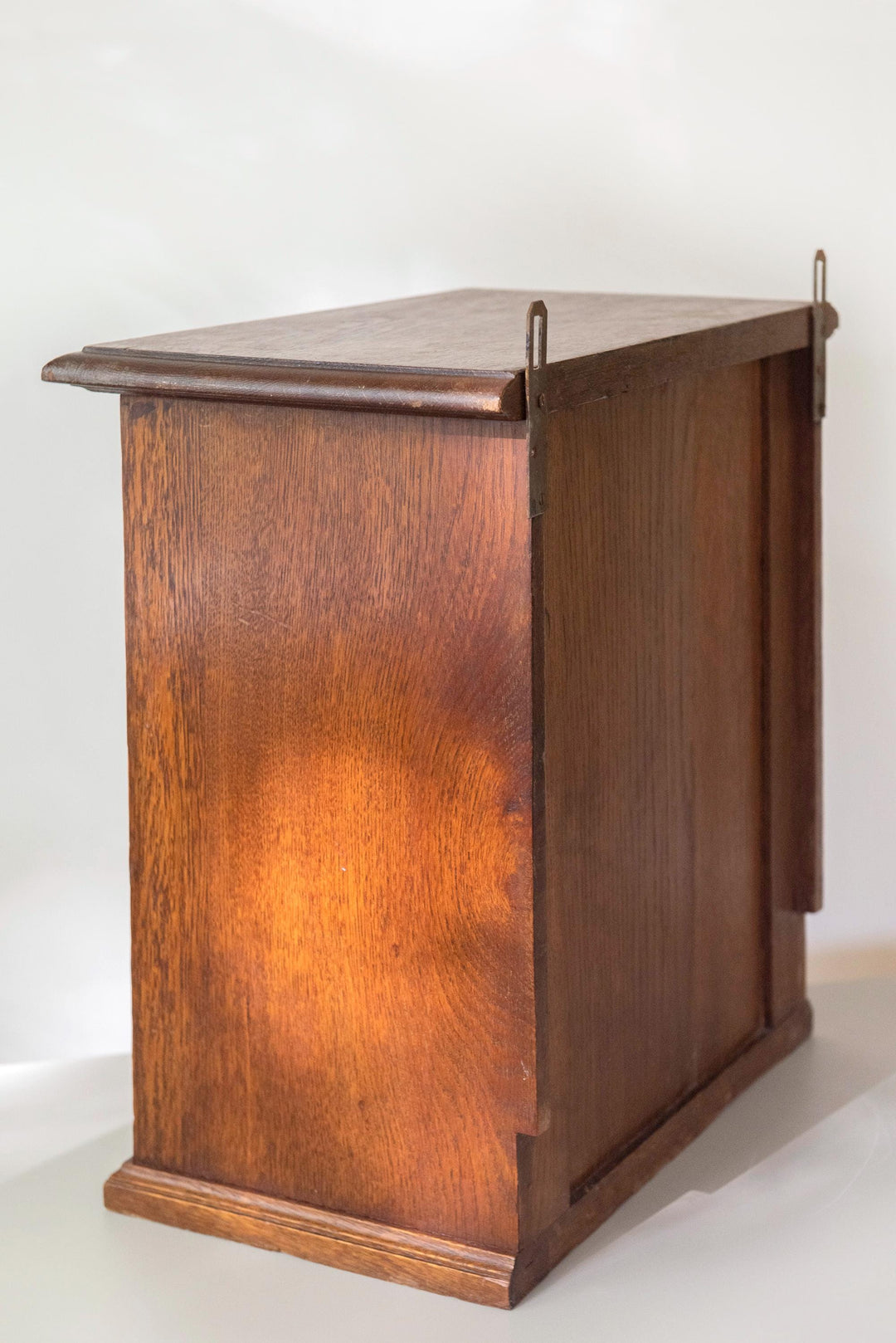 Antique Oak Wall Cabinet with Working Lock and Key