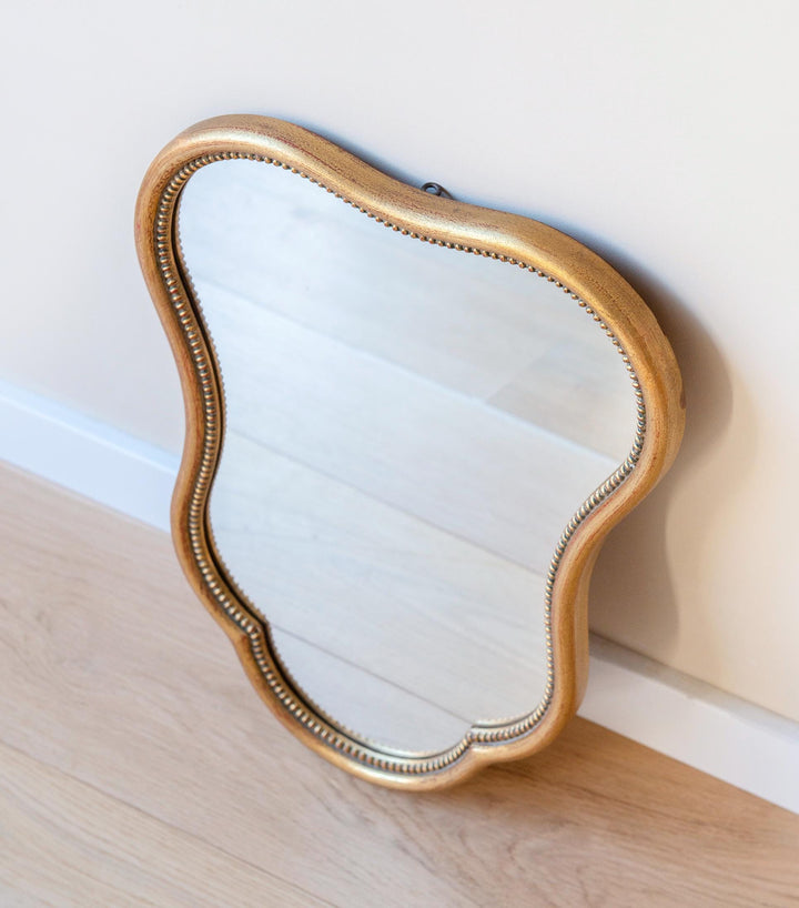 Vintage French Scalloped Gold Wall Mirror