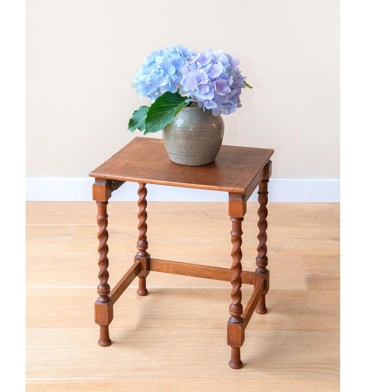 Antique Oak Barley Twist Side Table