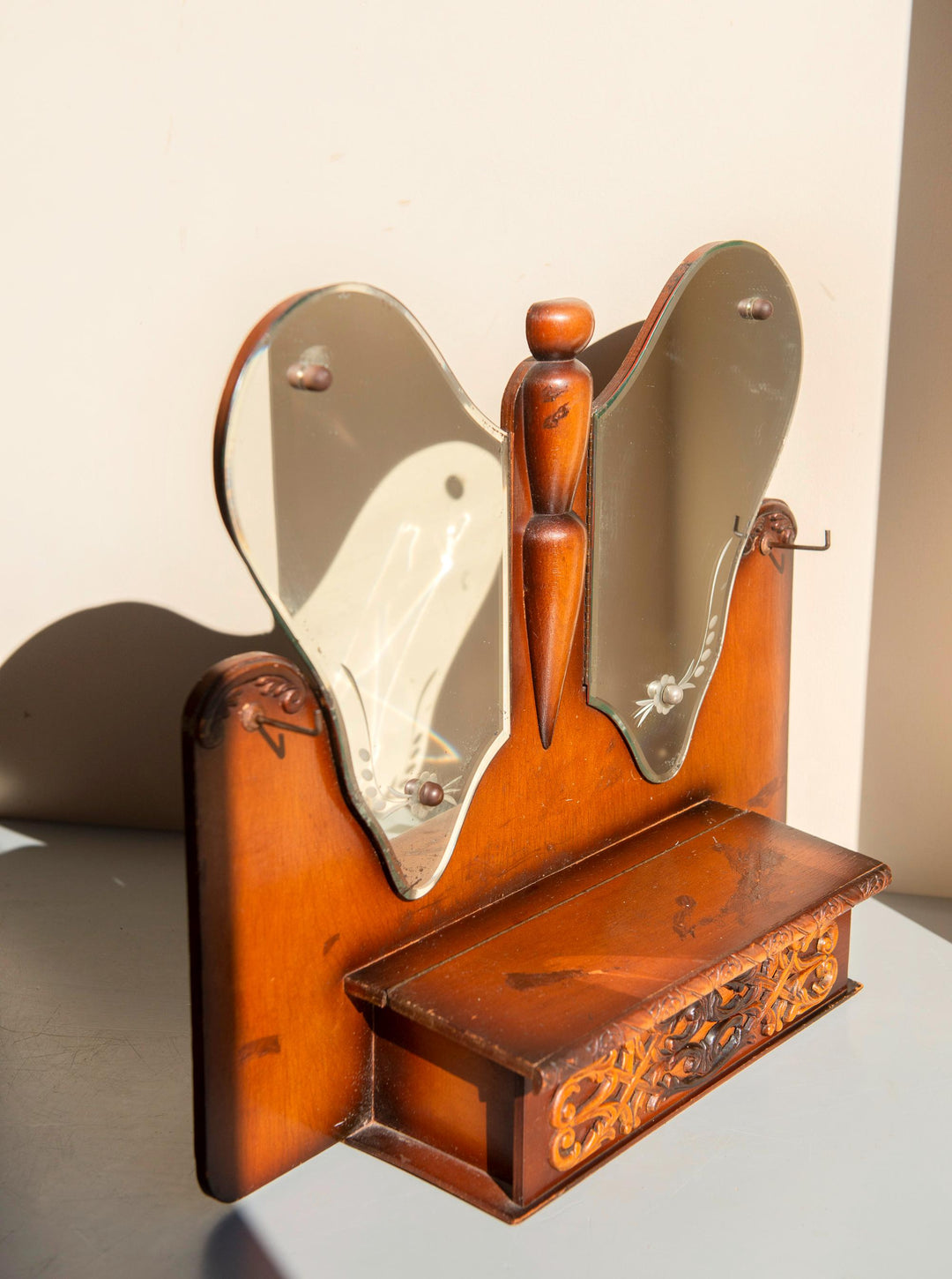 Vintage Butterfly Mirror Cabinet - Art Deco Storage Unit