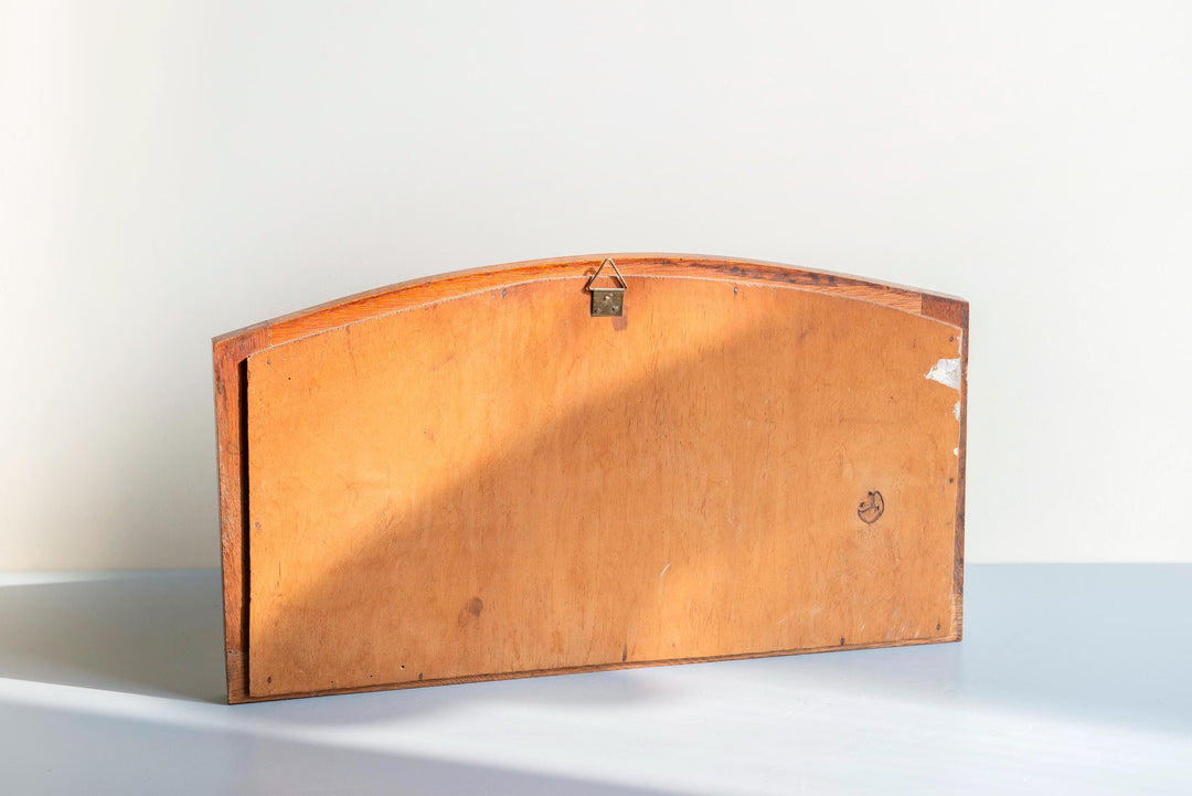 Art Deco Curved Wall Mirror with Beveled Glass – Oak Wood
