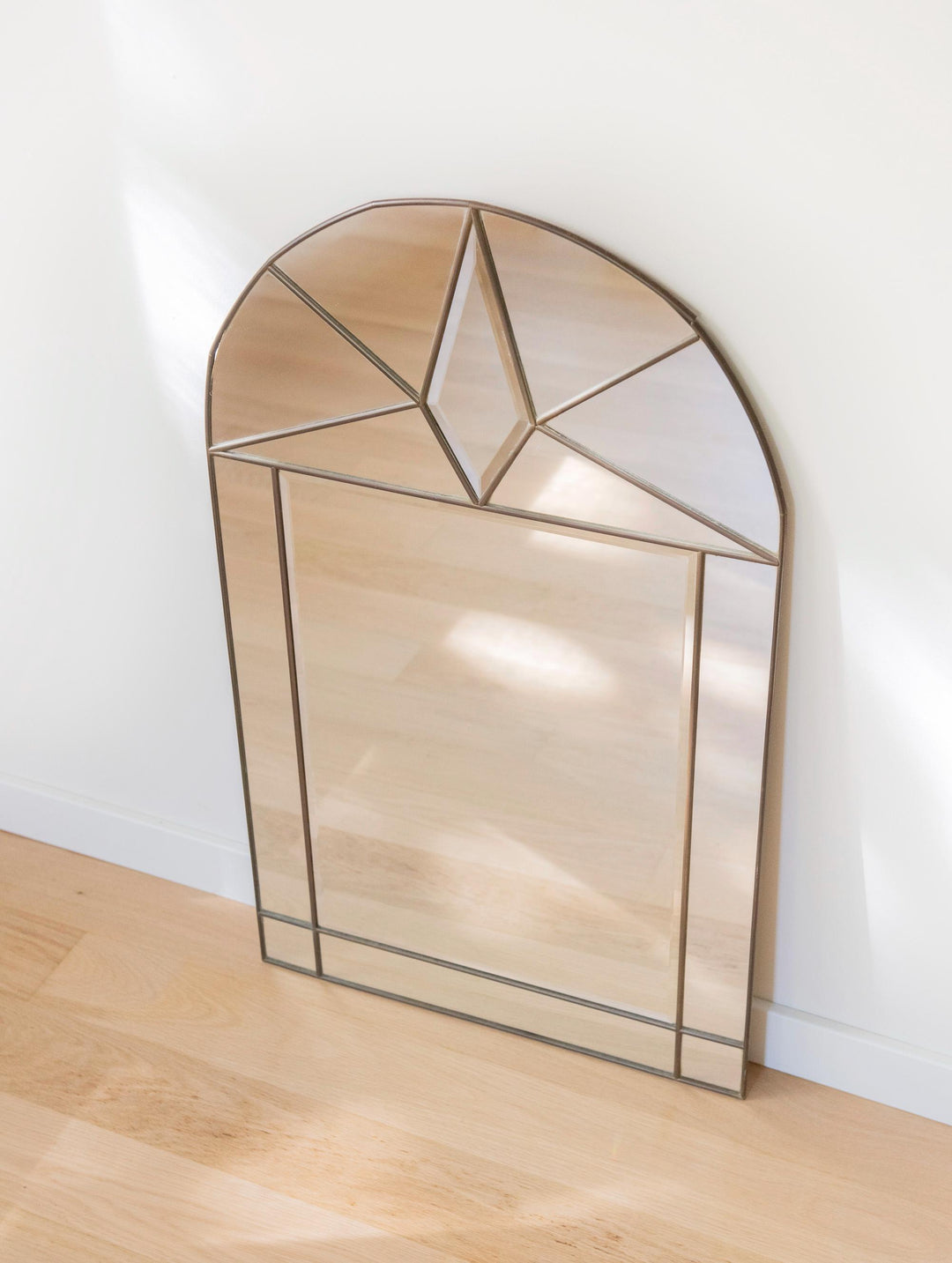 Vintage Art Deco Revival Brass Wall Mirror