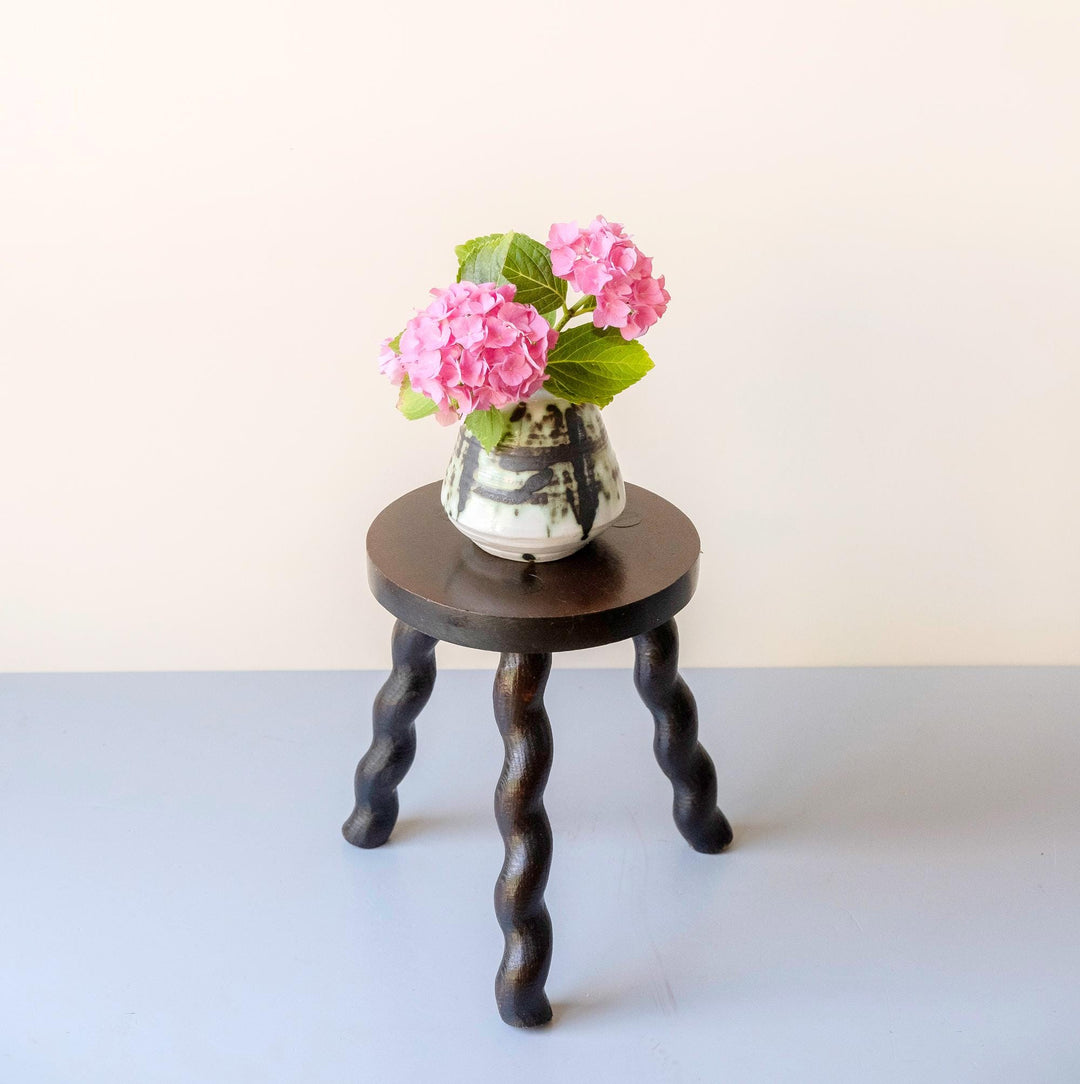 Antique Barley Twist Milking Stool - Handcrafted Oak Plant Stand