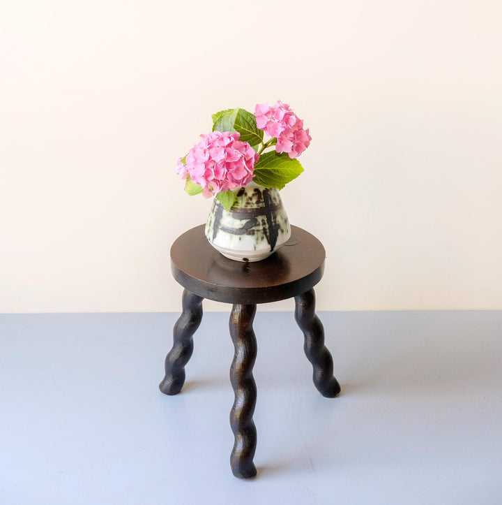 Antique Barley Twist Milking Stool - Handcrafted Oak Plant Stand