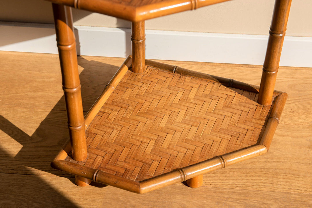 Vintage Bamboo Etagere Side Table – Mid Century