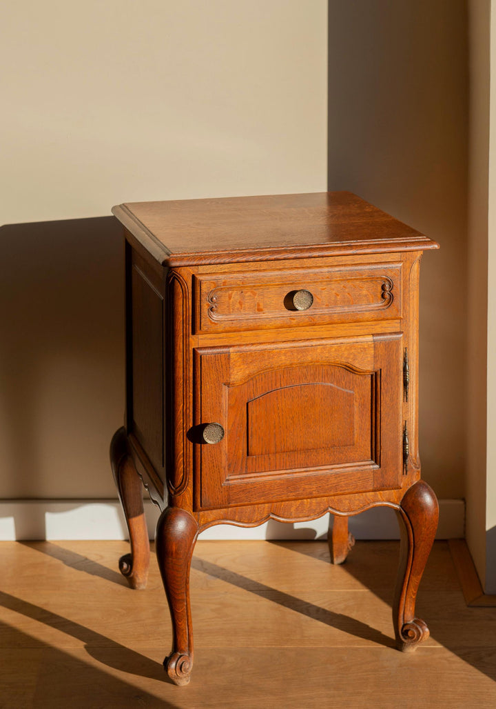Vintage French Nightstand - Louis XV Style Bedside Cabinet