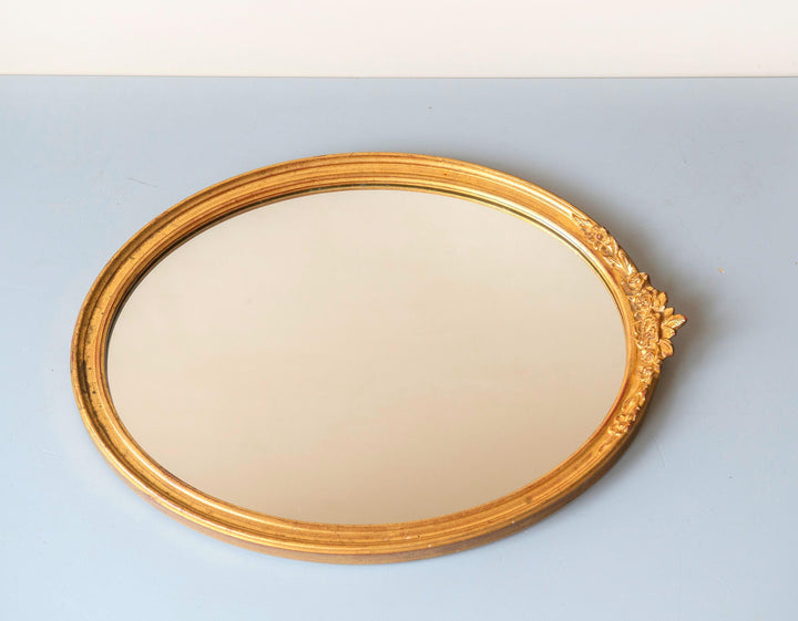 Vintage Deknudt Oval Mirror - Gilt Wood Floral Crest