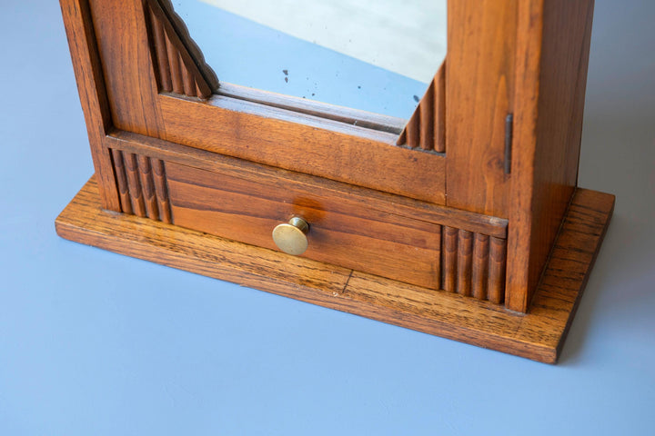 Antique Dutch Art Deco Oak Medicine Cabinet