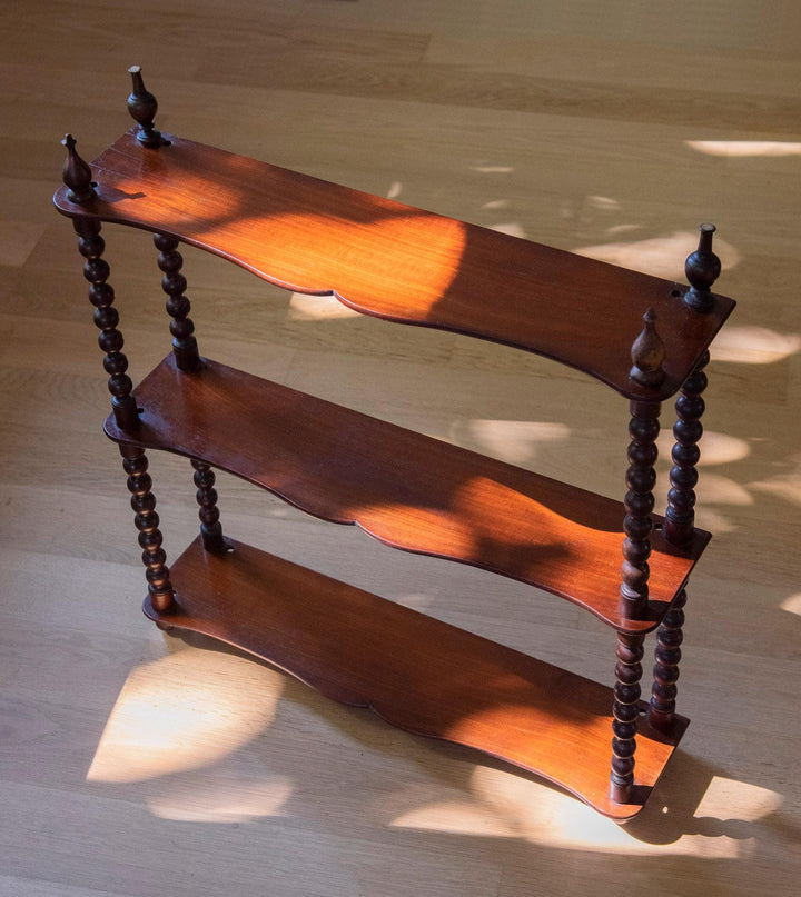 Antique Bobbin Wall Shelf - English Mahogany Etagere