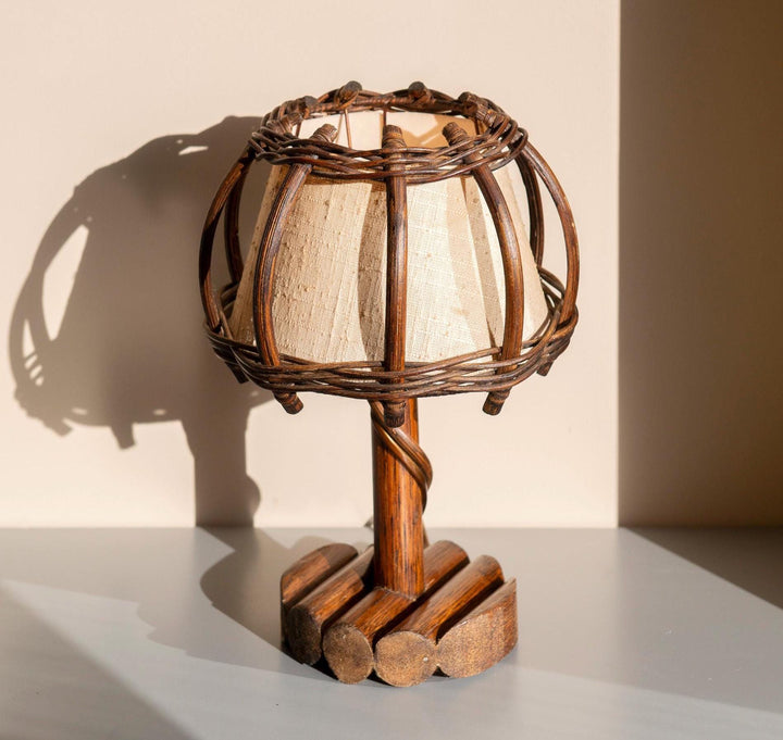 Vintage Bamboo Table Lamp by Louis Sognot, 1950s