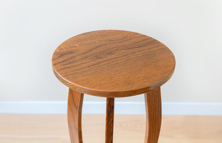 Art Deco Oak Side Table with Curved Legs