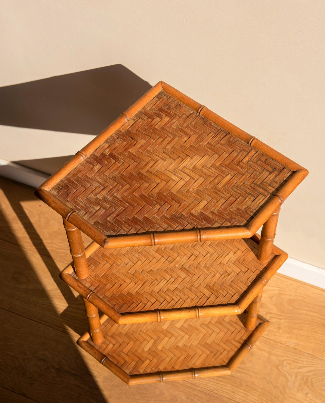 Vintage Bamboo Etagere Side Table – Mid Century