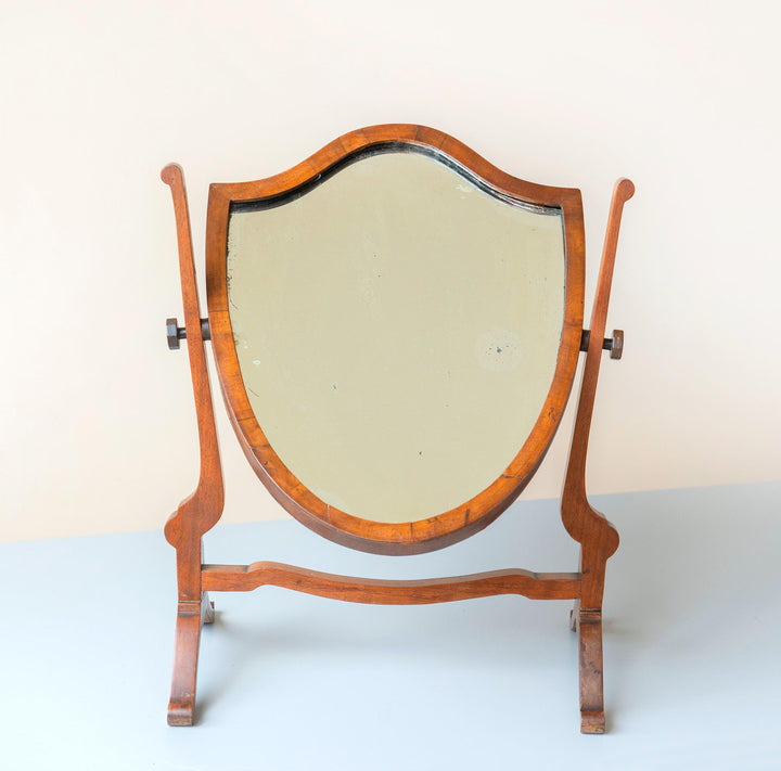 Antique Shield Mirror - English Mahogany Table Mirror