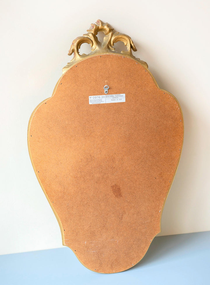 Vintage Belgian Deknudt Scalloped Gold Wall Mirror