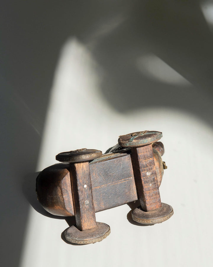 Antique Indian Wooden Horse on Wheels – Brass & Copper